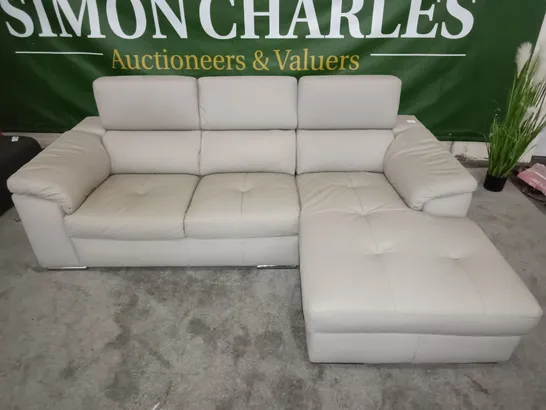 OYSTER FAUX LEATHER CHAISE 3-SEATER SOFA