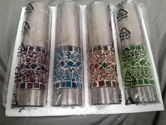 BOXED GARDEN REFLECTIONS SET OF 4 SOLAR MOSAIC STAKE LIGHTS