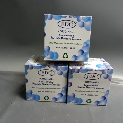 3 BOXED FDC ORIGINAL CONCENTRATED FLEXIBLE DENTURE CLEANER 