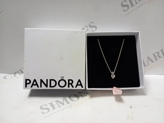 BOXED PANDORA DOUBLE HEART SILVER CHAIN NECKLESS