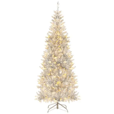 BOXED COSTWAY SLIM HINGED PENCIL CHRISTMAS TREE WITH TINSEL LEAVES