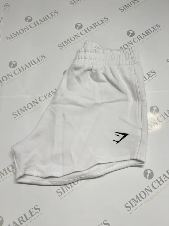 GYMSHARK FLEECE SHORTS IN WHITE SIZE M