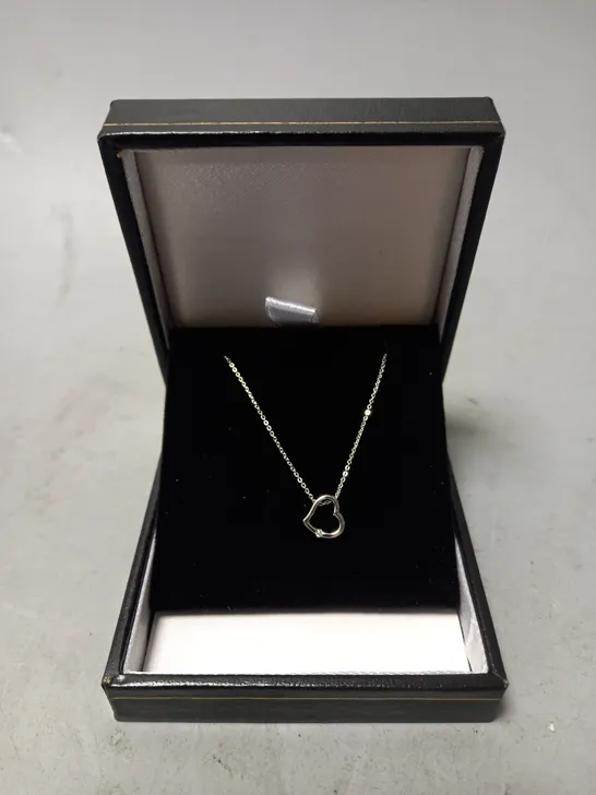 BOXED FINE 375 HEART NECKLACE IN SILVER