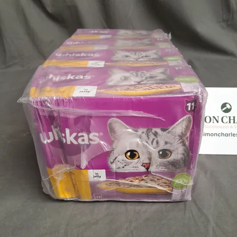 LOT OF 4 12-POUCH BOXES OF WHISKAS CAT FOOD - POULTRY FEAST