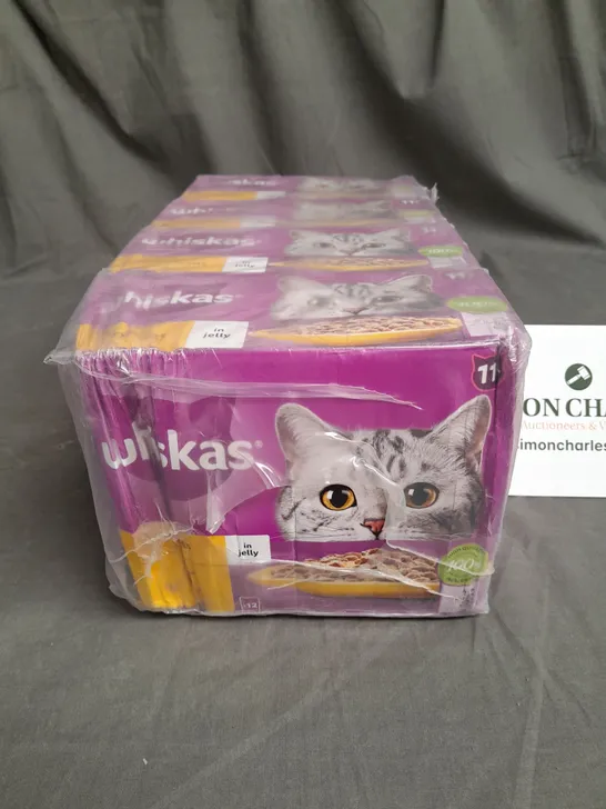 LOT OF 4 12-POUCH BOXES OF WHISKAS CAT FOOD - POULTRY FEAST