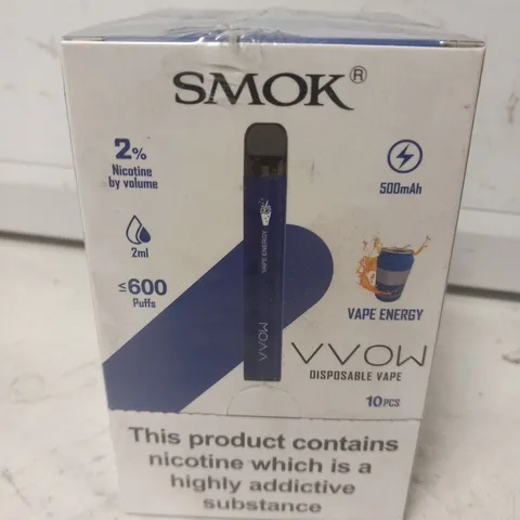 BOXED AND SEALED SMOK VVOW DISPOSABLE VAPE 10 PACK VAPE ENERGY