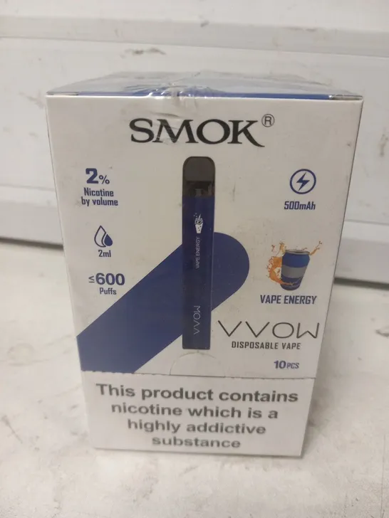 BOXED AND SEALED SMOK VVOW DISPOSABLE VAPE 10 PACK VAPE ENERGY