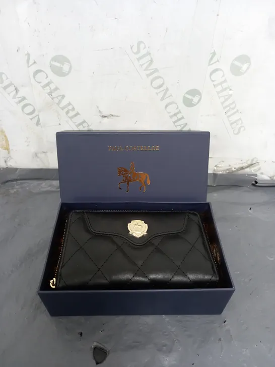 BOXED PAUL COSTELLOE BLACK FAUX LEATHER PURSE 