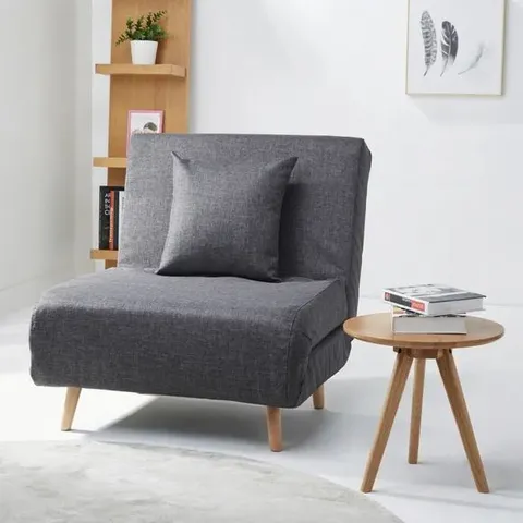 BOXED MACY FABRIC CHAIR BED DARK GREY 2 BOXES