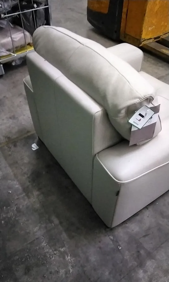 QUALITY ITALIAN DESIGNER MARCOS WHITE GREY LEATHER ARMCHAIR