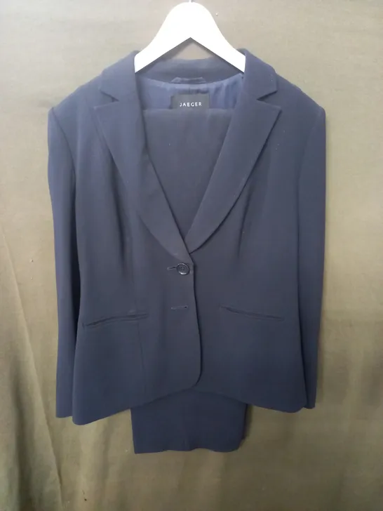 JAEGER BLACK LADIES SUIT JACKET AND TROUSERS - UK 14