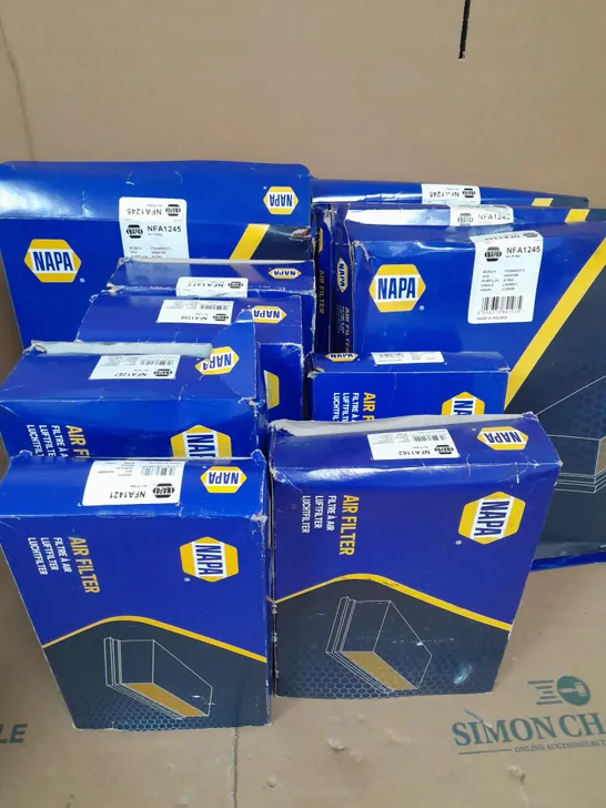 BOX OF APPROX. 10 ASSORTED NAPA AIR FILTERS 