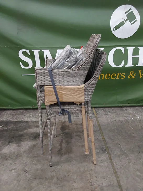 PAIR OF PORTO PATIO BAR STOOLS IN GREY