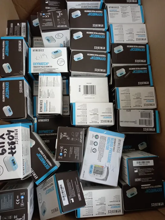 BOX OF APPROXIMATELY 50 HOMEDICS PX101EU PULSE OXIMETER