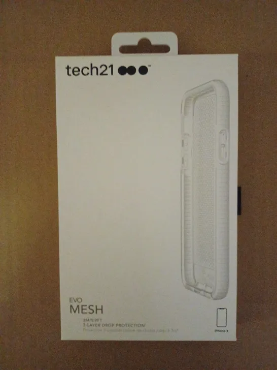 LOT OF APPROXIMATELY 79 BRAND NEW BOXED TECH 21 EVO MESH CASE WITH 9.9FT 3-LAYER DROP PROTECTION FOR IPHONE X T21-5901 CLEAR/WHITE  