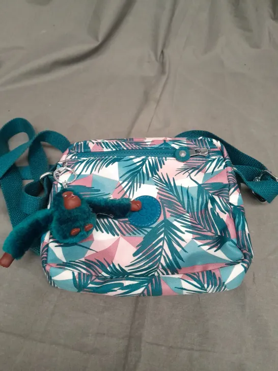 KIPLING CROSS BODYBAG IN TEAL W. FLORAL DESIGN