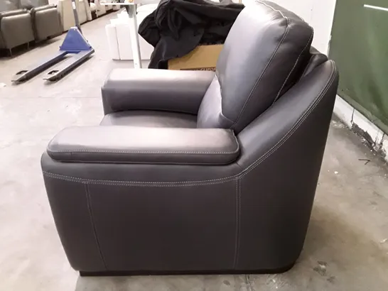 QUALITY ITALIAN DESIGNER AVOLA NEW ELECTRIC RECLINER CHAIR - DARK GREY LEATHER 