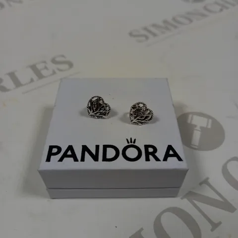 PANDORA FAMILY TREE HEART STUD EARRINGS