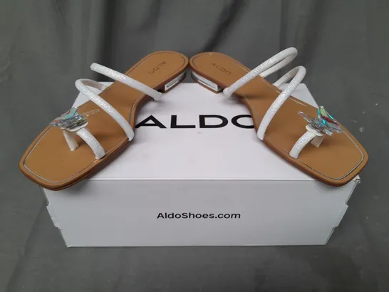 BOXED PAIR OF ALDO GARBERIA SANDALS W. BUTTERFLY DETAIL UK SIZE 7