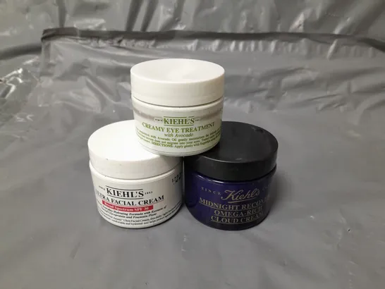 KIEHL'S ULTRA FACIAL CREAM 50ML, MIDNIGHT RECOVERY OMEGA RICH CLOUD CREAM 50ML AND CREAMY EYE TREATMENT WITH AVOCADO 28ML