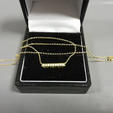 14CT YELLOW GOLD NATURAL DIAMOND SET BAR NECKLET