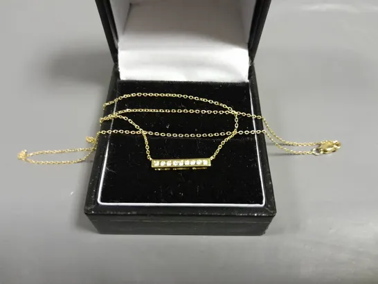 14CT YELLOW GOLD NATURAL DIAMOND SET BAR NECKLET