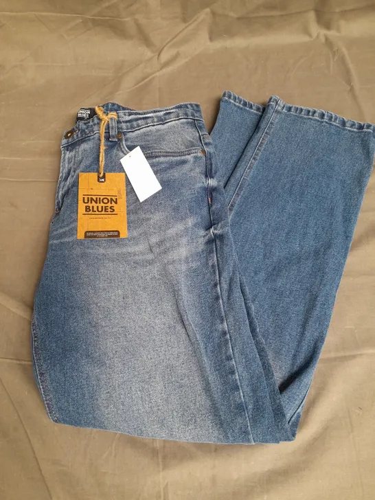 UNION BLUES STRAIGHT LEG JEANS IN BLUE DENIM SIZE 38W 35L