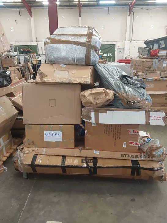 PALLET OF ASSORTED RAW HOUSEHOLD PRODUCTS AND FURNITURE PARTS 