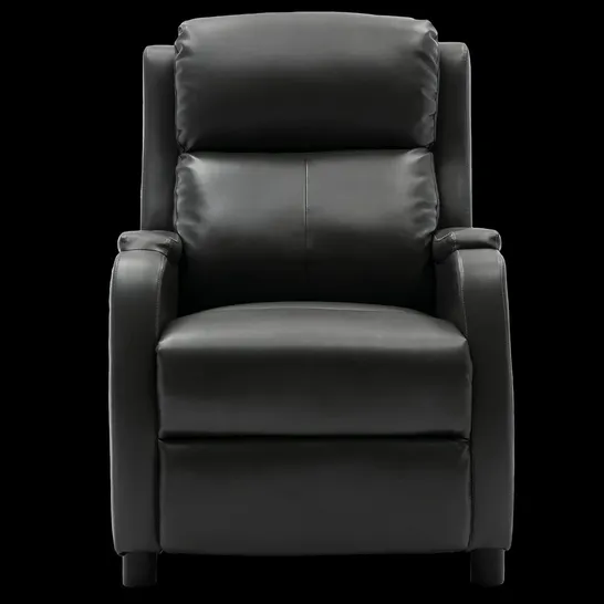 BOXED DESIGNER GREY LEATHER PUSHBACK RECLINING EASY CHAIR 