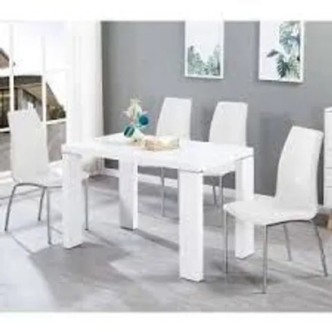 BOXED ENZO DINING TABLE IN SUPER WHITE GLASS AND WHITE HIGH GLOSS (2 BOXES)