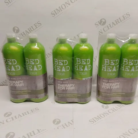 APPROXIMATELY 6 X 750ml BOTTLES OF BED HEAD TIGI THERAPY SHAMPOO AND CONDITIONER 
