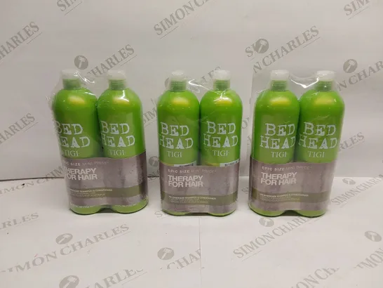 APPROXIMATELY 6 X 750ml BOTTLES OF BED HEAD TIGI THERAPY SHAMPOO AND CONDITIONER 