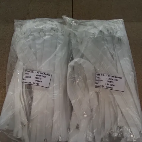 BOX CONTAINING 2000 #5 10" WHITE CUT LENGTH COMPLETE ZIPPERS 