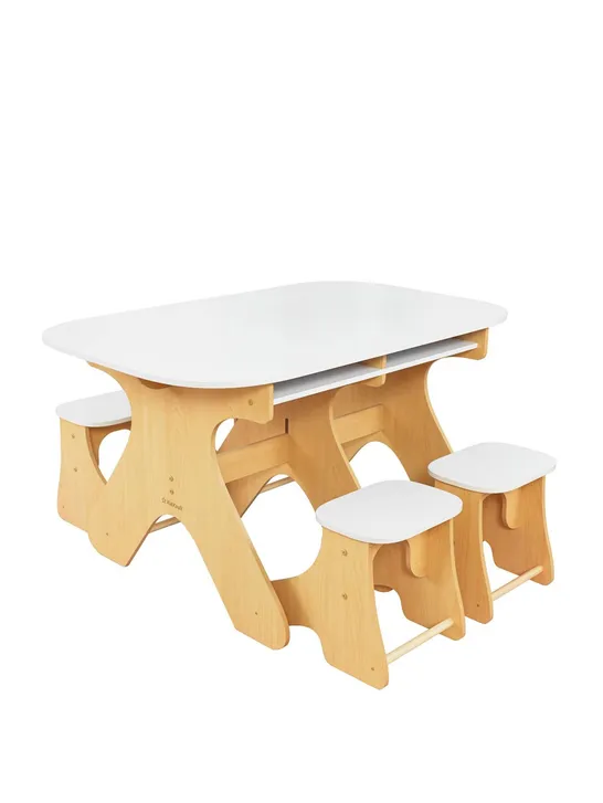 ARCHES EXPANDABLE TABLE & BENCH SET - WHITE - COLLECTION ONLY