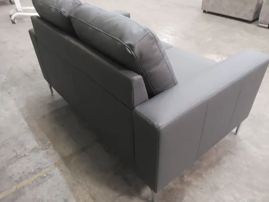 BALTIMORE 2 SEATER GREY LEATHER UPHOLSTERED SOFA