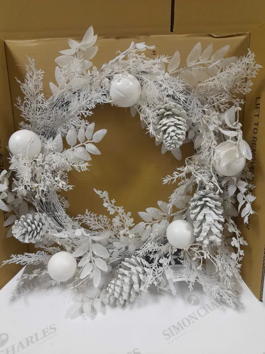 WINTER WHITE PRE-LIT CHRISTMAS WREATH-60 RRP £37.99