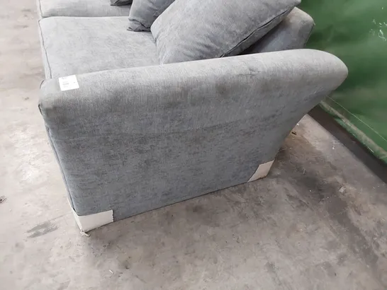 DESIGNER THREE SEATER SOFA WITH SCATTER CUSHIONS GREY FABRIC 