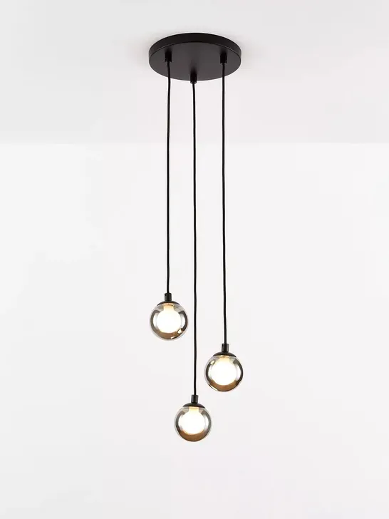 DOUBLE GLASS 3-LIGHT CLUSTER CEILING LIGHT