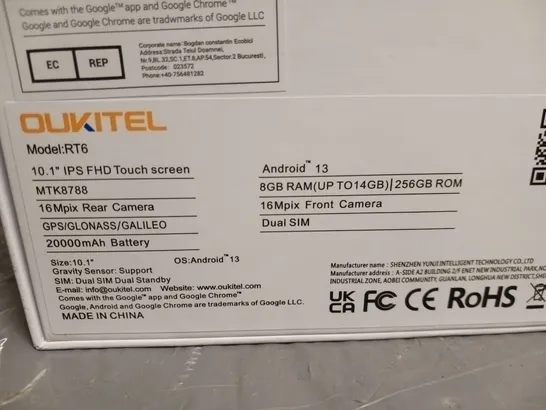 BOXED OUKITEL RT6 HEAVY DUTY TABLET 