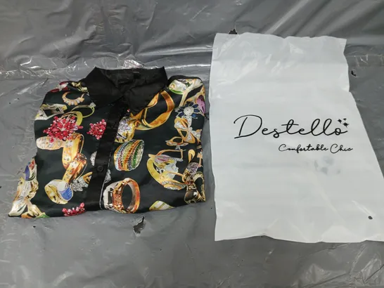 26 BRAND NEW DESTELLO JEWELLERY SHIRT BLACK 