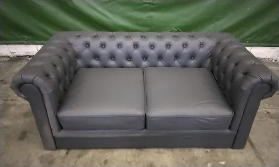 DESIGNER DARK GREY LEATHER CHESTERFIELD STYLE 2 SEATER SOFA