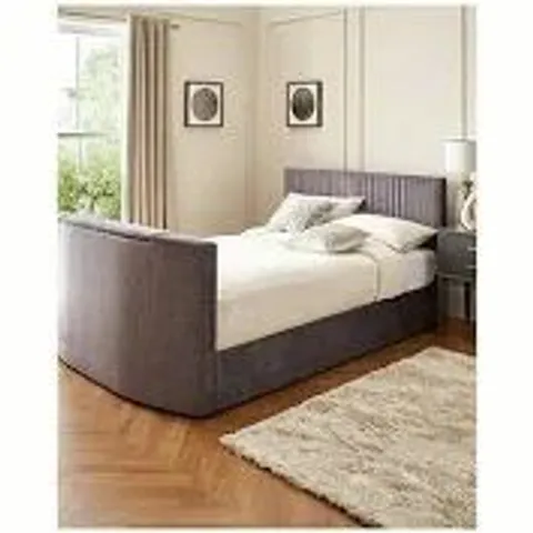 BOXED GRADE 1 PRENT DOUBLE TV BED IN GREY (4 BOXES)