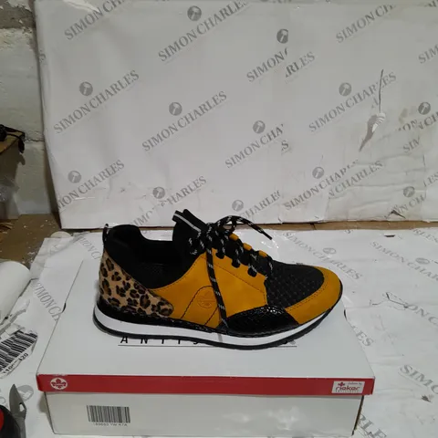 BOXED RIEKER TRAINERS YELLOW, BLACK AND WHITE SIZE 8.5