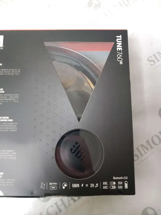 BOXED JBL BY HARMAN TUNE 760 INC WIRELESS ACTIVE NOISE CANCELLING ON EAR HEADPHONES