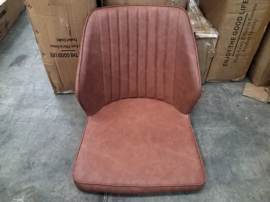 BOXED SET OF 2 BROWN FAUX LEATHER DINING CHAIRS