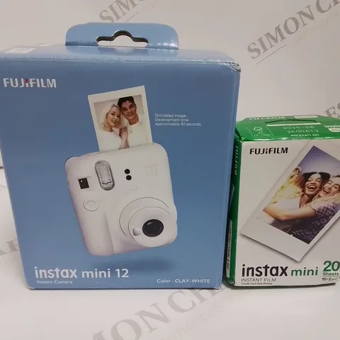 BOXED FUJI FILM INSTAX MINI 12 INSTANT CAMERA IN CLAY WHITE