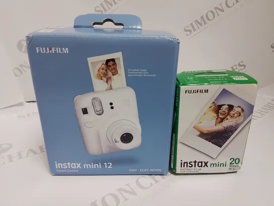 BOXED FUJI FILM INSTAX MINI 12 INSTANT CAMERA IN CLAY WHITE RRP £94.96