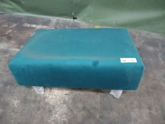 DESIGNER TEAL VELVET FABRIC FOOTSTOOL