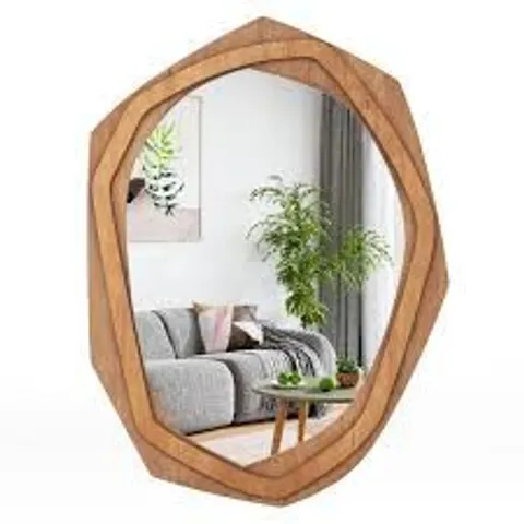BOXED COSTWAY IRREGULAR FRAMED DECORATION MIRROR WITH EXPANSION SCREWS - NATURAL (1 BOX)