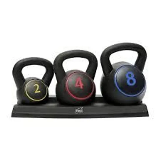 NEO 3 PIECE KETTLEBELL SET WEIGHTS WITH RACK STAND